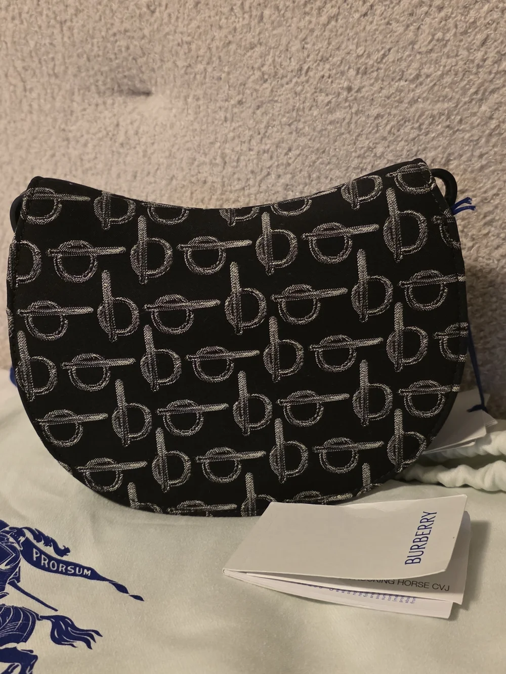 Burberry Black and Silver Monogram Saddle Pouch - Picture 2 of 6